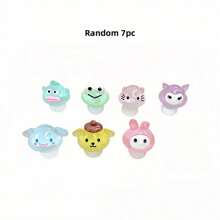 Sanrio 5pcs/7pc Sanrio Hello KT, My Melody, Kuromi, Cinnamon Dog Resin Charms - Luminous DIY Decorative Accessories, Cute Pastel Figurines With Bows, Perfect For Birthdays, Valentine's Day, Christmas, Halloween And Family Gatherings, Party Gifts | Whimsical Charm | Best Small Gifts For Women
