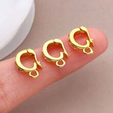 1/3/5pcs Real 18K Gold Plated Brass Zirconia Bail Bead Spacer Buckle Connectors Spring Buckle Clasp Clip Buckle For DIY Jewelry Making Finding Bracelet Necklace Pendant