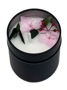1pc High-End Black Metal Tin Scented Candle, Dried Flowers & Crystal Decor, Natural Soy Wax, Home Decoration, Suitable As Gift For Friend, Holiday, Birthday, Eid Al-Adha, Mother's Day, Father's Day