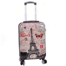 3 Pieces Set European Brand French Design PCPP Material 20" + 24" + 28" Luggage Set, Full Print Eiffel Tower, Expandable Large Capacity, Quiet Wheels, Lock, Waterproof & Durable, 1 Year Warranty, Travel Essential, Holiday Must-Have, Elegant Look, Lightweight & Comfortable, Family Travel Special Gift, Top Product, Bright Spring/Summer Color, Unisex, Cheap Airline Hand Luggage Carry-On