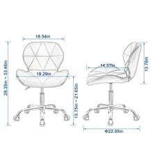 Jooli H Grey Velvet Swivel Office Chair, Height Adjustable Padded Armless Desk Chair With Wheels For Home Office - Grey Velvet - View 6