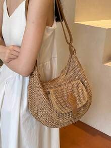 Dedoo 时尚简约的女士编织斜挎包，百搭休闲单肩包，适合夏季海滩度假，沙滩钱包，非常适合夏季、度假和日常使用，旅行必备品