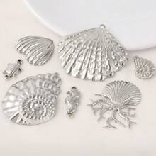 5pcs Ocean Themed Pendants - Seahorse, Shell, Conch, Turtle Charms, Beach Style DIY Necklace, Bracelet, Earring, Anklet Jewelry Making Supplies, Wholesale, PVD 18k Gold Plated
