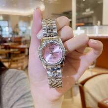 1pc Women's Luxury High-Quality Waterproof Quartz Calendar Watch, For Daily Wear And Festivals - Pink - View 4