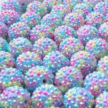 Fashion 18x20mm 10/20pcs Pack Mix Colorful Custom Confetti Color Resin Rhinestone Ball Beads For DIY Beadable Pen Keychain Chunky Bubblegum Necklace Bracelet Jewelry Making