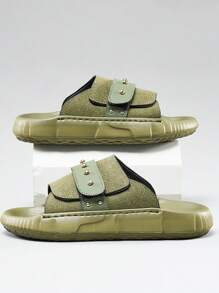 Handmade Stitching Summer Men Hook And Loop Sandals, Thick-Sole Beach Slippers, Vintage Outdoor Breathable Casual Shoes