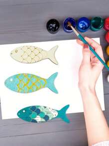 40PCS/20sets DIY Wooden Fish Cutouts Unfinished Wood Ornament Blanks Fish Shaped Wooden Things To Paint, Wood Hanging Ornaments With Hemp Rope Crafting Supplies Home Party Decoration,Open Design, Easy To Hang,Halloween Decorations, Halloween Party Supplies, Christmas Decorations, Christmas Party Supplies