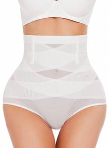 女士高腰超紧身腰带塑身内裤 - 白色 - 查看 9