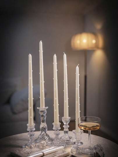 2 件/套 2 支珍珠长杆蜡烛，豆蜡混合，红色、粉色、绿色、黄色，彩色蜡烛，优雅高蜡烛，适用于婚礼、派对和家居装饰，派对装饰蜡烛，家庭餐桌装饰蜡烛，家居装饰长杆蜡烛，欧式浪漫无烟珍珠长杆蜡烛