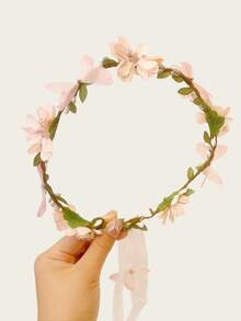 1pc Floral Halo Headband, Mori Girl Boho Style Vine Flower Crown Hair Accessories For Girls - Multicolor - View 5