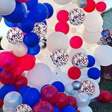 30pcs Red, Blue & White Latex Balloons, 12inch & 10inch Mixed Set, Classic Navy Color, For Back To School, Nautical Theme, Birthday Decoration, Columbus Day, Labor Day