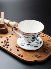 1pc Household Drip Style Ceramic Coffee Cup, Hand-Painted Vintage Coffee Filter Cup, Reusable Ceramic Coffee Filter, Easy To Clean, Origami Design For Fast Filtering, Suitable For Home And Office Use Back To School