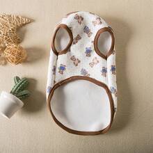 1 件猫狗轻质羊毛背心，带木星纽扣围巾，卡通熊图案保暖夹克，适合小型宠物，春秋季