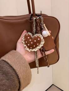 Yogodlns 棒球绳钥匙扣，蕾丝心形吊坠装饰，彩色绳钥匙扣，创意钥匙圈，包包挂饰，背包配件，夏季 - 彩色 - 查看 3