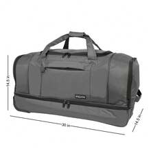 World Traveler Dejuno 30-Inch Nylon Rolling Duffel Bag With Drop Bottom - Black - Grey - View 3
