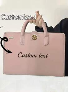 Custom Chic Pink PVC Faux Leather Laptop Bag,Personalized Name, Lightweight & Secure, Portable Multi-Functional Computer Case - Versatile For Office,School Supplies,Back To School,School Gift,For Office,For School,For Classroom,For Teacher Gifts,For University,For Colleague,For Dorm Rooms,For Teacher,For Boys And Girls,For Teenagers,Junior High School Students,Middle School Students,High School Senior High School Students,College Students,University Students,Freshman,Sophomore,Underclassmen,All-Purpose,Large Capacity,Versatile,Multifunction,Colorful,Cute,Adorable,Contracted,Funny,Kawaii,Y2K,Minimalist,Commuting,Business Casual,Basics,Custom,Personalized,Unique,Customized,Ideal Gifts For Him,Ideal Gifts For Her,Her,Family,Friends,Girlfriend,For Anniversaries,For Birthdays,For Holiday/ Vacation,For Outdoors/Outings/Travel/Hiking/Stadium/Sports/Climbing,For Business/Commute/Work/Office