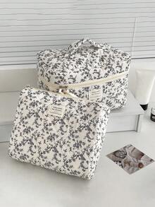 1 件/3 件/套黑白碎花化妆包，多功能收纳袋，便携式旅行化妆品收纳包，大容量男女通用洗漱包，适用于护肤品、口红、配饰、旅行必需品，生日/伴娘/教师/母亲节礼物，适合女性和女孩 - 黑與白 - 查看 8