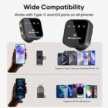 Wireless Lavalier Microphone For IPhone IPad Android With Charging Case 80h Battery Life, Noise Cancellation, 164ft Range Plug-Play Clip On Lapel Mic , Video Recording, Vlog, Live Streaming - 黑色 - 查看 8