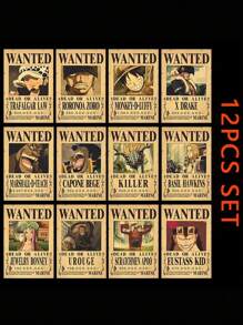 ONE PIECE 5-13 piezas Sombrero de paja, equipo de piratas, paquete de 5 carteros, pintura vintage, tamaño de pared de sala de estar de 28.5*19.5cm, regalos de regreso a la escuela