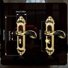 1 pieza Pomo de puerta estilo europeo de servicio pesado con llave - Manija de metal ornamentado dorado, funcionamiento silencioso para dormitorio interior y hogar, diseño vintage moderno, apto para puertas de madera, pomo de puerta de armario