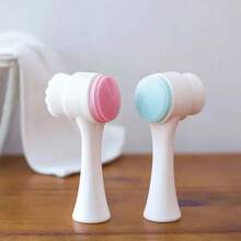 Household Manual Cleansing Brush, Double-Sided Soft Bristled Massage Brush, Pore Cleaning Silicone Face Brush - Multicolor - View 4