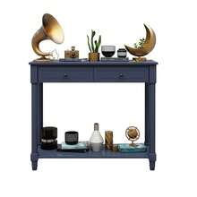 Consola de dos niveles con dos cajones, consola para entrada, mesa de sofá con estantes, mesa de entrada detrás del sofá, para sala de estar y cocina, color negro. - Como se muestra - Ver 7