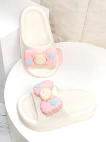 A New Pair Of Summer Bow Children's Hole Shoes, Indoor And Outdoor Anti Slip And Wear-Resistant EVA Slippers - White - View 2