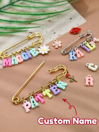 LICVIC Custom Name Pin, Customizable 1~7 English Colorful Letters, Customized Gold Pin, Personalized Brooch Accessories, Initial Letter Brooch, Heart, Bow, Kiss, Daisy, Rose, Cherry Blossom, Golden/Silvery, As Cute Pins For Bags Clothes For Women For Birthday Gifts, Weddings, Housewarming, Ideal Gift For Him, Her, Bestie, Buddy, Apparel Accessories, Chic Autumn,Boyfriend,Girlfriend,Family,Friends