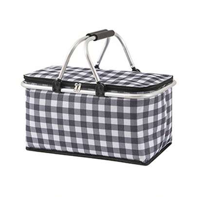 1 件隔热野餐篮保温，便携式可折叠野餐篮冷却器，带盖和铝制手柄，适用于购物、旅行、露营，多种颜色可选