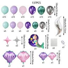 159pcs, Under The Sea Mermaid Balloon Garland Kit - Perfect For Birthday Parties, Photo Props, And Indoor Decorations Summer Mermaid Princess Deep Sea Theme,Christmas