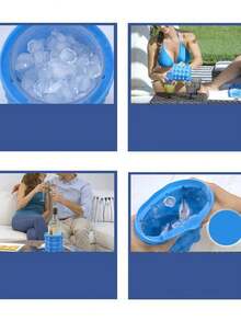 1 pieza - Cubitera y molde de cubitos de hielo 2 en 1 duradero de silicona - Perfecto para bares y clubes - Azul - Ver 7