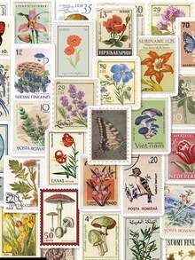 SCXXBSW 50pcs Vintage Stamps, Fun And Exquisite Cartoon Stickers, Self-Adhesive Desktop Phone Cases, Laptop Waterproof Stickers - Multicolor - View 10