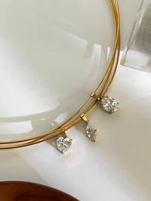 1 件奢华闪亮不锈钢和锆石吊坠项链，女士适用 - 項鍊 - 查看 10