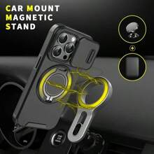 Compatible With IPhone 16/15/14/13/12/11/Pro/Max Pro/Plus Phone Case, With Sliding Camera Cover + [Full Camera Protection], With 360° Rotating Stand/Magnetic Car Mount/Matte Anti-Shock Phone Protective Cover