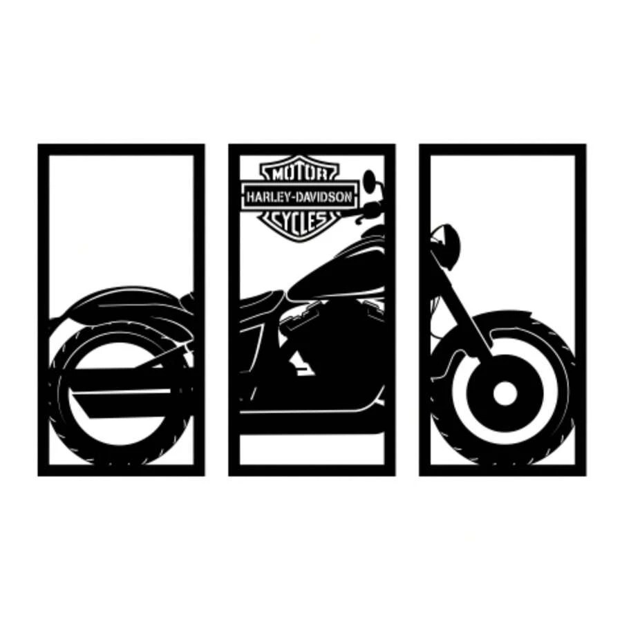 Quadro decorativo Vazado Preto MDF Quadros Placas decorativas - Harley , Motos, Motocicletas Enfeite