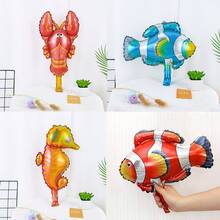 Bộ vòng hoa tiệc chủ đề đại dương 6/132 chiếc, bao gồm bóng bay bong bóng trong suốt, cá hề động vật biển, bạch tuộc, cá ngựa, cá mập, tôm hùm, bóng bay lá kim loại, bóng bay cao su xanh, cho tiệc sinh nhật, trang trí chủ đề động vật biển dưới nước, tiệc cá mập, tắm, bãi biển, hồ bơi và tiệc mùa hè, trang trí trong nhà và ngoài trời - Nhiều màu - Xem 8
