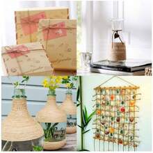 2mm 200M/100M Natural Vintage Jute Rope Twine Roll Yarn Sewing Crafts Jute Cord Thread Wedding Gift Wrap Ribbon Bows Handmade DIY Party Christmas Decoration