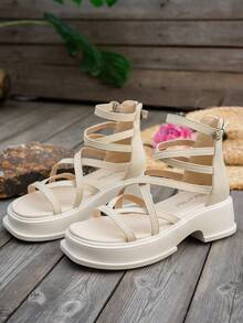 Fashion Bohemian Style Adjustable Buckle Design Casual Sandals - Beige - View 3