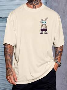 Shirt Oversized Streetwear T-Shirt Rabbit Rabbit Bear Streetwear Skateboard REF 7188 FLUXOGEEK - Khaki - View 2