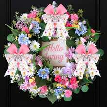 1Roll/2 Rolls 2.5inch Pink Rose Flower Wired Edge Ribbon Watercolor Floral Craft Fabric Ribbon For Spring Wreath Bow DIY Wrapping Party Decor - Multicolor - View 8