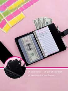 Loseblatt-PU-Notizbuch Reißverschlusstasche Bargeld Budget Aufbewahrungstasche