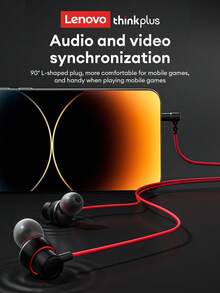 Lenovo TW15 Wired In-Ear Gaming Headphones, 3.5mm/Type-C Interface, 1.2m, Spatial Stereo Audio, Deep Bass, Volume Control, Microphone, Silicone Earbuds, Comfortable, Compatible With Phones, Computers, Gaming Consoles - Black and Red - View 3