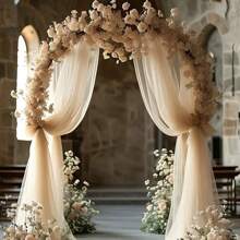 1 Peça Cortina de Arco de Casamento de Tecido de Chiffon Branco Elegante, Adequado para Cerimônia e Decoração de Palco, Decoração de Casamento, Decoração de Cortina de Teto, Cortina de Janela, Decoração Dia dos Namorados, Festa de Aniversário, Decoração para Chá de Lingerie