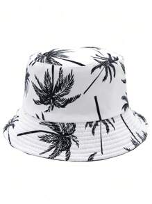 Cappello a secchiello reversibile unisex con stampa di palme, adatto per uso casual quotidiano e vacanze all'aperto. Cappello da sole estivo da uomo, adatto per attività all'aperto estive come escursionismo e pesca
