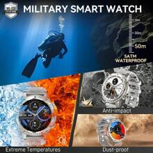 Military Rugged GPS Smartwatch For Men‌, 1.43" AMOLED Display‌, 50M Waterproof‌, 500mAh Battery, BT5.3 Calls, Altitude, Atmospheric Pressure, Compass‌, 170+Sports Tracking, Fitness Tracker For Outdoor, Climbing, Camping, Running, Gym, Compatible With Android & IOS