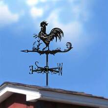 1pc Metal Rooster Weather Vane, Garden Roof Wind Direction Indicator, Creative Stainless Steel Rooster Shape Wind Vane, Farm Yard Home Decor, Rustic Iron Rooster Silhouette Wind Spinner With Nail - Durable Metal Weather Vane Suitable For Garden, Lawn And Yard Decoration
