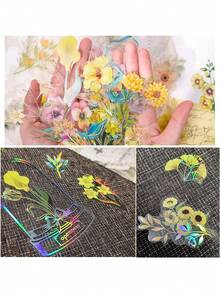 20 件 - DIY 书签、透明干花书签、花朵书签、手工 DIY 透明精美花朵页、生日和结婚礼物、母亲节、夏季装饰、毕业季、自制书签套装、彩色花蕾书签和压花贴纸、书签制作套件、DIY 精美花朵页