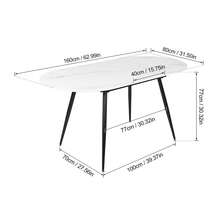 Extendable Dining Table, 4-6 Seater Kitchen Table With Marble Effect & Sturdy Metal Legs For Dining Room, Kitchen,120-160 Cm Expandable Table - White - View 2