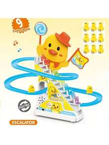 1pc Children's Duck Climbing Stairs Music Light-Up Toy, Electric Track Slide, Baby Educational Toy, Children's Festival Gift