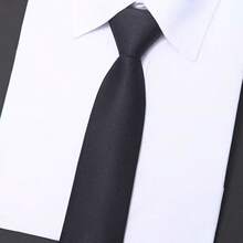 1 条男士拉链无结条纹领带，黑色，48 厘米 * 6 厘米休闲、学生男士领带